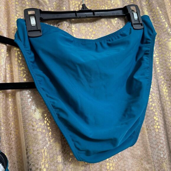 Venus Deep Teal Twist Front Halter Tankini Top Bikini Bottom Set Size 10 - Picture 8 of 8